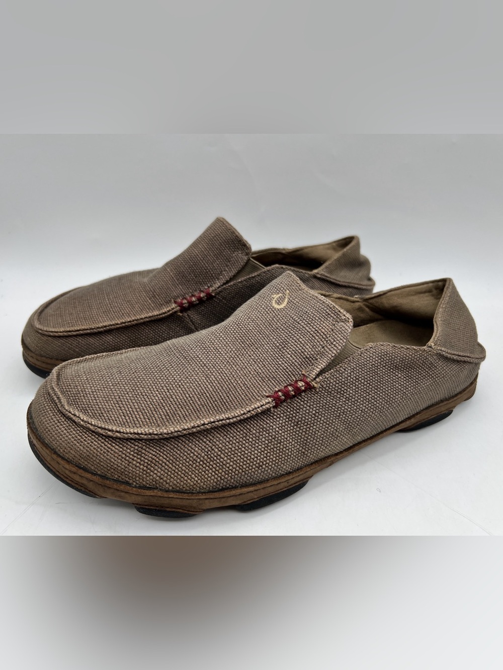 OluKai Moloa Kapa Brown Canvas Slip-On Loafers Men’s Size 9.5